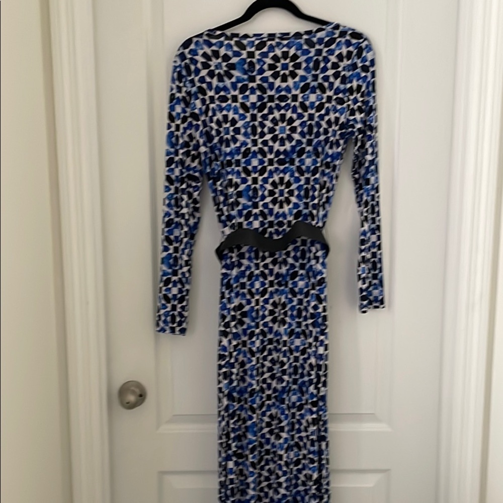 Michael Kors Blue and White Long Sleeve Bodycon Dress - Picture 5 of 5